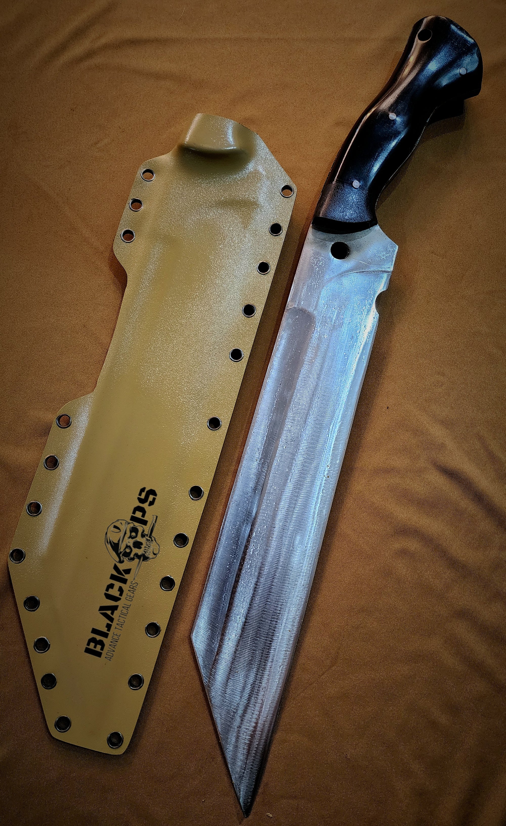 BlackOps Full Tang Seax Blade with Kydex Sheath